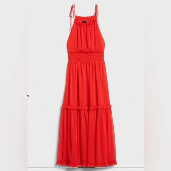 Banana Republic Deep Orange Halter Sundress with Ruffled Tiers
NWT
Size Large - Picture 3 of 8